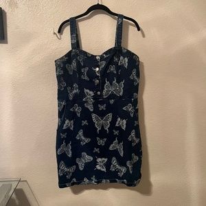 Y2K Butterfly Print Jean Dress